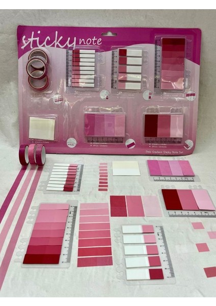 Pembe Tonları Cetvelli İndeks Sticker/İndex/Postit/Post-it/Kitap Ayracı/Not Kağıdı/Washi Bant fiyatları