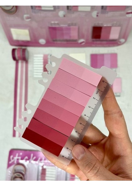 Pembe Tonları Cetvelli İndeks Sticker/İndex/Postit/Post-it/Kitap Ayracı/Not Kağıdı/Washi Bant modelleri