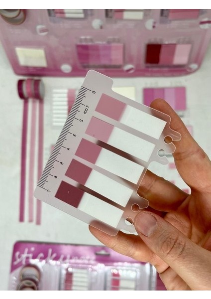 Pembe Tonları Cetvelli İndeks Sticker/İndex/Postit/Post-it/Kitap Ayracı/Not Kağıdı/Washi Bant fırsatları