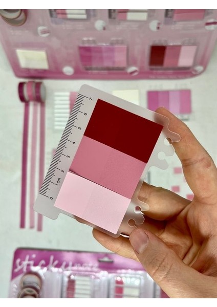 Pembe Tonları Cetvelli İndeks Sticker/İndex/Postit/Post-it/Kitap Ayracı/Not Kağıdı/Washi Bant indirimleri