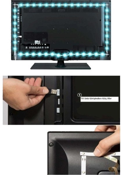 CT-4566 Tv Arkası USB Rgb Şerit LED Set 3 Metre Tak Çalıştır