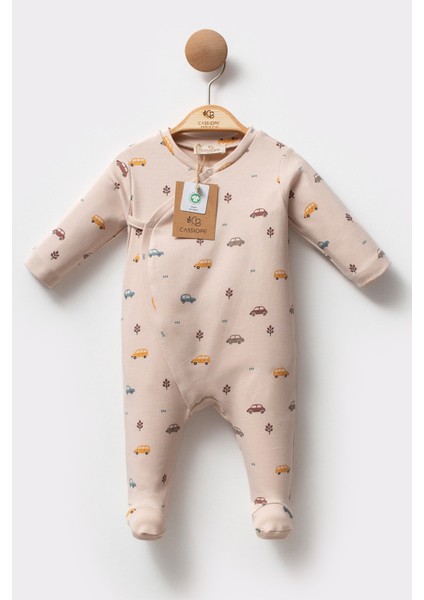 Araba Desenli Organik Pamuklu Patikli Cilde Dost Soft Touch Erkek Bebek Tulum