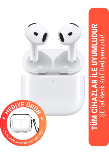 4. Nesil Beyaz Ios Android Uyumlu Kablosuz Bluetooth Kulaklık Yeni Nesil Şeffaf Kılıf Hediyeli