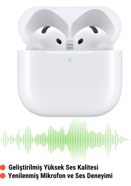 4. Nesil Beyaz Ios Android Uyumlu Kablosuz Bluetooth Kulaklık Yeni Nesil Şeffaf Kılıf Hediyeli