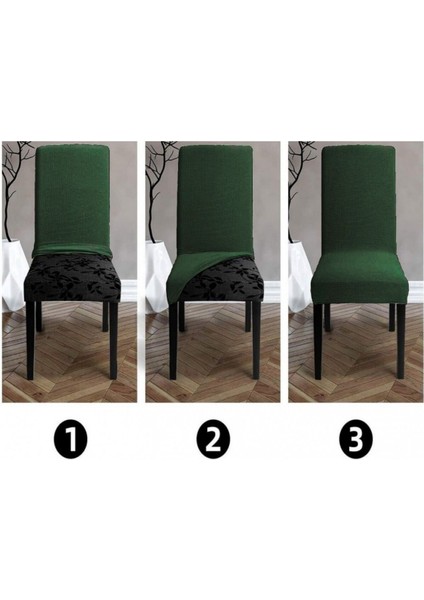 6'lı Sandalye Kılıfı Haki Yeşili Renk Likralı Yıkanabilir indirimleri