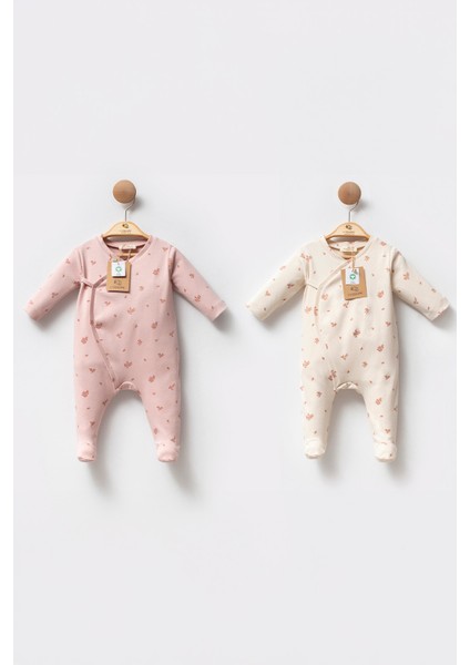 Organik Pamuklu Patikli Uzun Kollu Yandan Bağlamalı Soft Touch Kız Bebek Tulum fırsatları