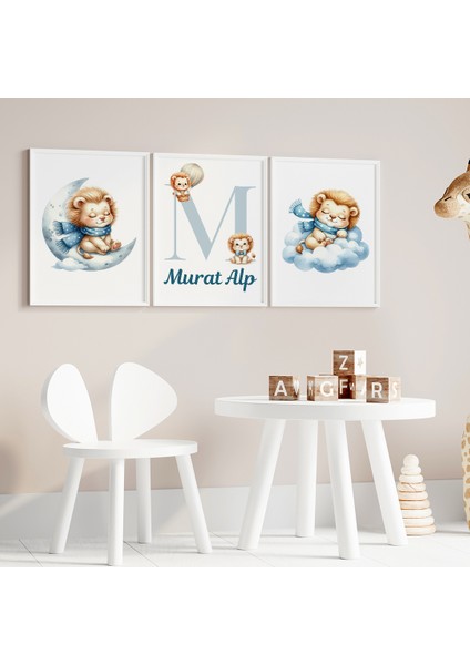 Sevimli Aslanlar Çocuk ve Bebek Odası 3'lü Isim Tablo Seti, Çocuk Odası Tablosu modelleri