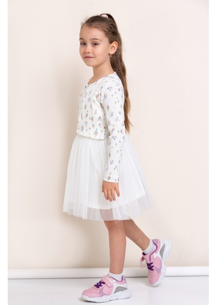 Kız Çocuk Bayramlık Çiçek Desenli Tül Elbise | Şık ve Rahat Tasarım ❤️✨ fiyatları