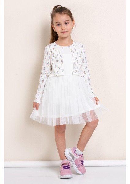 Kız Çocuk Bayramlık Çiçek Desenli Tül Elbise | Şık ve Rahat Tasarım ❤️✨ modelleri
