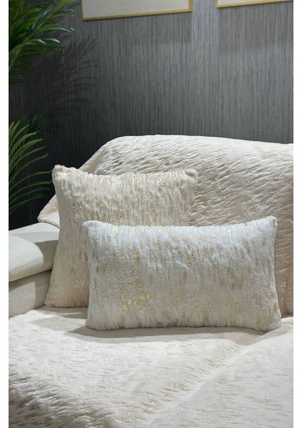 Peluş Varaklı Koltuk Şalı - Krem fiyatları