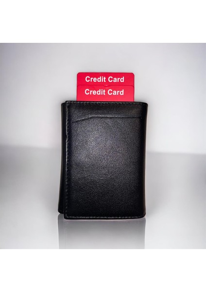 Cüzdan Kaliteli Gerçek Deri Siyah Kredi Kartı Bölmeli Kartlık Banknot Bölmeli Klasik Zarif Sağlam Pratik fırsatları