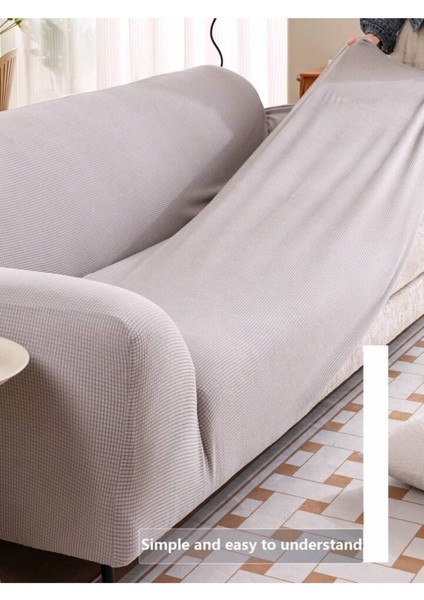 Likrali Streç Lastikli Esnek Kare Desen Üç Kişilik Kotuk Örtüsü Koltuk Kılıfı Sofa Cover