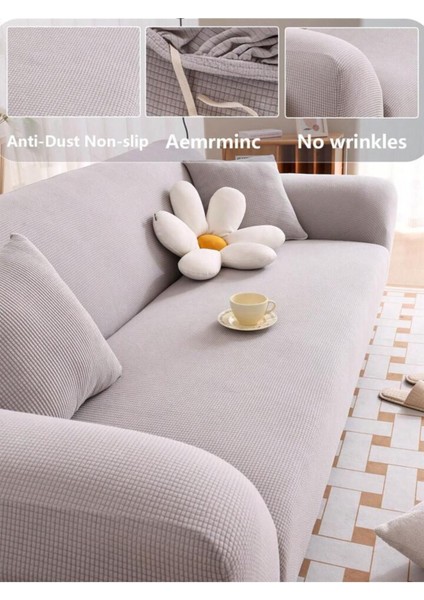 Likrali Streç Lastikli Esnek Kare Desen Üç Kişilik Kotuk Örtüsü Koltuk Kılıfı Sofa Cover