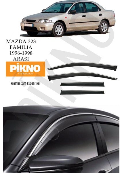 Mazda 323 Familia 1996-1998 Arası Kromlu Cam Rüzgarlığı 4'lü