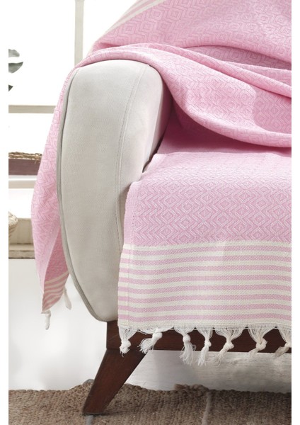 Bergama Pembe 3 Adet Koltuk Örtüsü 180 x 200 cm Koltuk Şalı Kanepe Berjer Örtüsü Pamuklu Throw modelleri