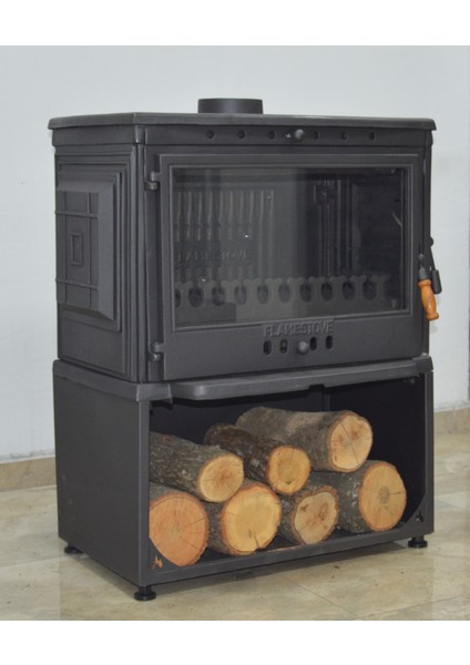 Flamestove FS-041YKST Retro Tek Camlı Şömine Yan Kapaklı Odunluklu