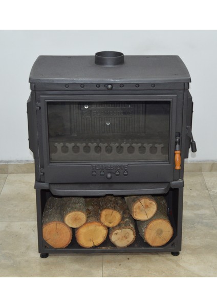Flamestove FS-041YKST Retro Tek Camlı Şömine Yan Kapaklı Odunluklu