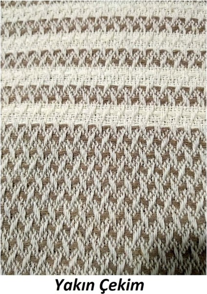 Pamuklu Kaymaz Hasır Dokuma Koltuk-Çekyat Örtüsü 180X220 - Sütlü Kahve fırsatları
