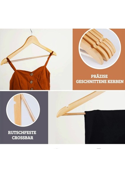 10 Adet Ahşap Bambu Askı Elbise ve Kıyafet Askısı - Gömlek Askısı indirimleri