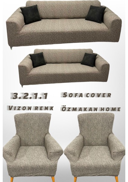 Jakarli Koltuk Örtüsü Takımı Kılıfı 3+2+1+1 Lasikli Yıkanabılır Likrali