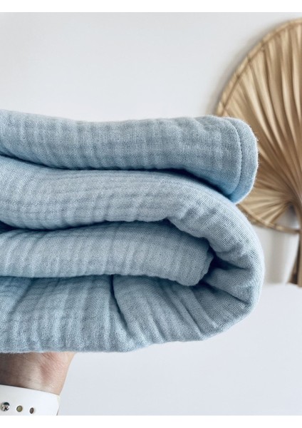 Mavi Müslin 4katlı Örtü 100% Doğal Kumaş - 130X170 cm Bebek Mavisi fiyatları