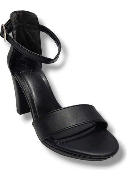 986-25 Deri Anatomik Tek Bant Yüksek Topuk Kadın Sandalet