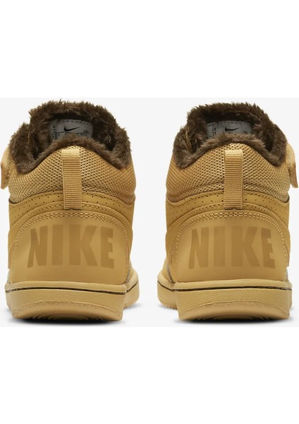Court Borough Mid Winter Leather Sneaker Hakiki Deri Yün Bilekli Kışlık Çocuk Spor Ayakkabı Taba