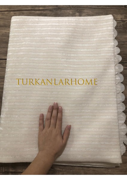 Süngerli Çizgili Koltuk Örtüsü ( Yeni Model ) Krem