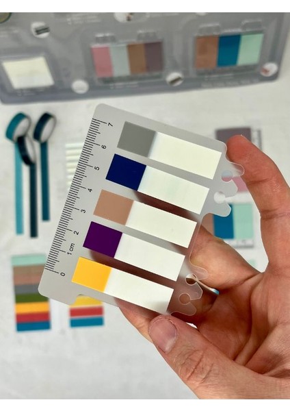 Karışık Tonlar Cetvelli Retro Renk İndeks Sticker/İndex/Postit/Post-it/Kitap Ayracı/Not Kağıdı/Washi Bant modelleri