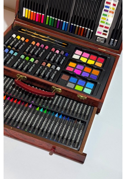 Hokota Ahşap Kutulu 140'lı Karışık Çizim ve Boyama Seti Renkli Medya fırsatları