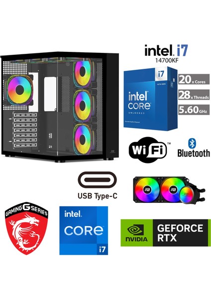 Şafak-Gaming Ddr5 – Rtx 5070Tİ 16GB – Intel I7 14700KF – 32GB Ddr5 6000 Mhz Ram – 1 Tb M.2 SSD -B760 Ddr5 Wifi- Sıvı Sogutmalı