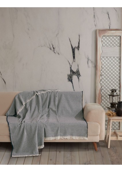 Viven Natural Keten Koltuk Örtüsü | Yakmaz Pamuklu Çekyat Örtüsü | Koltuk Şalı