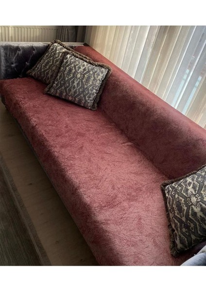 Koltuk Çekyat Örtüsü Pempe Damar Desenli Parlak Kaymaz Taban Süngerli Üst Kumaş Kadife fiyatları