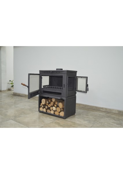 Flamestove FS-042YKST Retro Lüx 3camlı Yan Kapaklı Odunluklu Şömine indirimleri