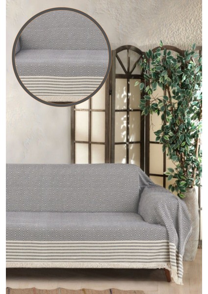 Koyu Gri 3m Koltuk Kanepe Çekyat Örtüsü Yumuşak Pamuk Kaymaz Tasarımlı Kollarını Örten fiyatları