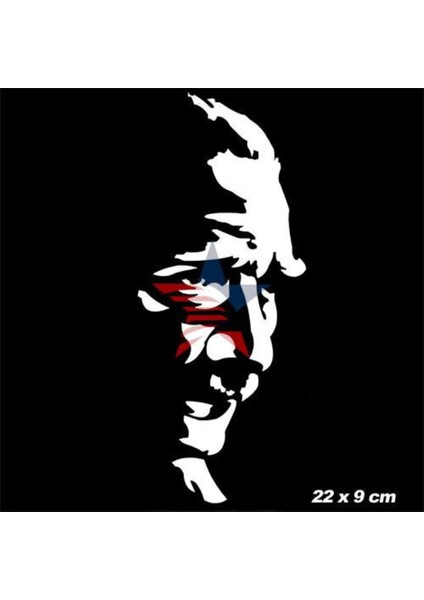 22 cm Beyaz Atatürk Silüet Sticker