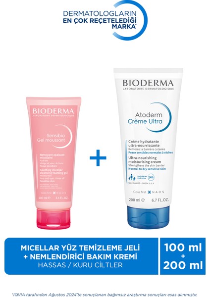 Hassas & Kuru Ciltler Yüz, Vücut Nemlendirici ve Micellar Temizleme Jeli Içeren Cilt Bakım Seti