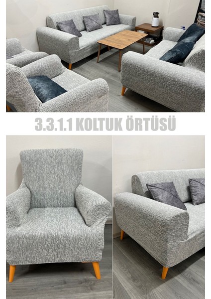 Koltuk Örtüsü Takımı Koltuk Kılıfı 3+3+1+1 Streç Lastikli Esnek Yıkanabilir Pamuklu Jakarlı