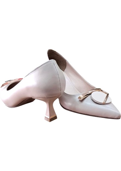 524 Kadın Tokalı 5 cm Kadeh Ökçeli Stiletto Bej fırsatları