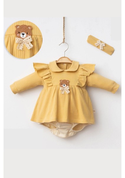 Kız Bebek Cute Bear Romper Baskılı Tulum