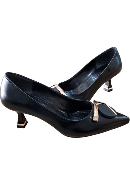 524 Kadın Tokalı 5 cm Kadeh Ökçeli Stiletto Siyah modelleri