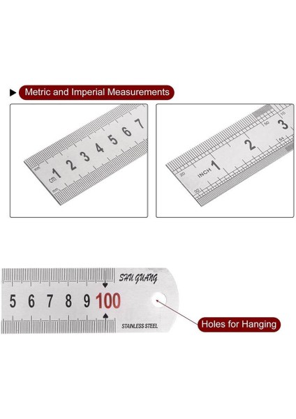 100CM ( 40 Inch ) - Çift Taraflı Paslanmaz Çelik Metal Cetvel - Kalınlık 1.2mm fiyatları
