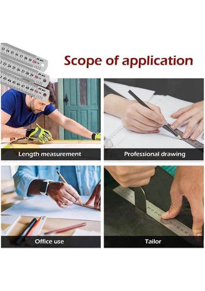 100CM ( 40 Inch ) - Çift Taraflı Paslanmaz Çelik Metal Cetvel - Kalınlık 1.2mm fırsatları