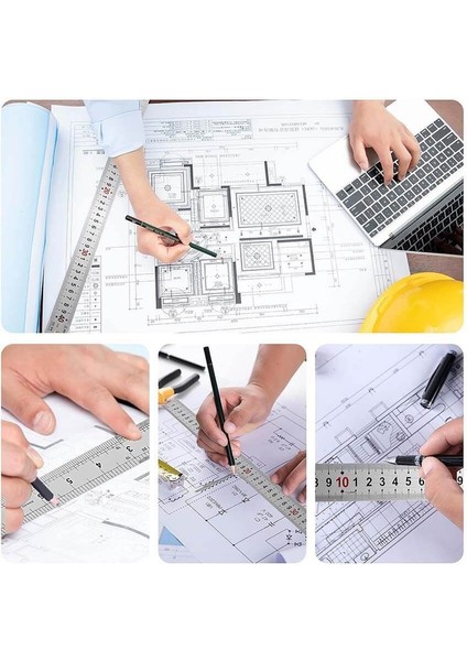 100CM ( 40 Inch ) - Çift Taraflı Paslanmaz Çelik Metal Cetvel - Kalınlık 1.2mm indirimleri