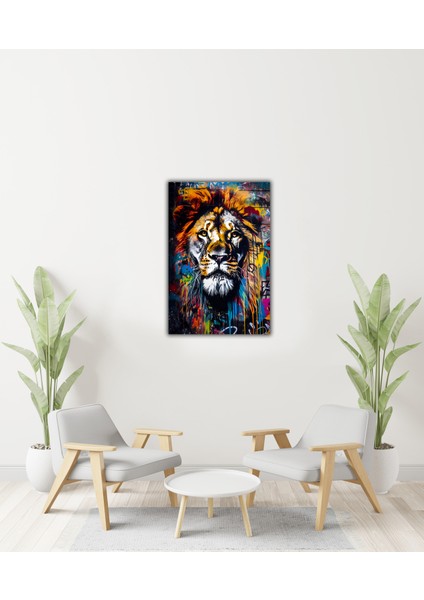 Çok Renkli Aslan Dekoratif Kanvas Tablo fiyatları