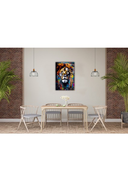 Çok Renkli Aslan Dekoratif Kanvas Tablo indirimleri