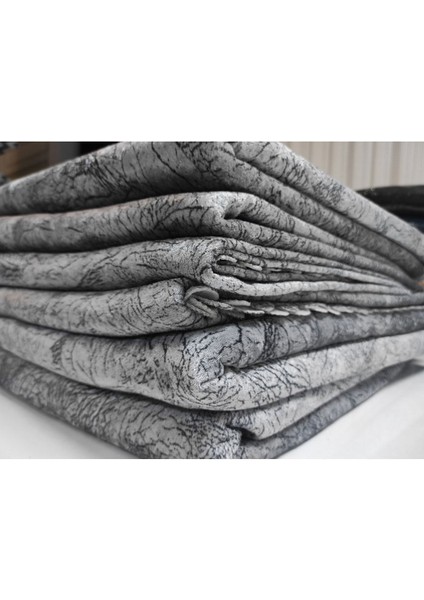 Süngerli Koltuk Çekyat Örtüsü Damar Desenli Parlak Gri