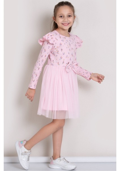 Kız Çocuk Bayramlık Çiçek Desenli Tül Elbise | Şık ve Rahat Tasarım ❤️✨ fiyatları