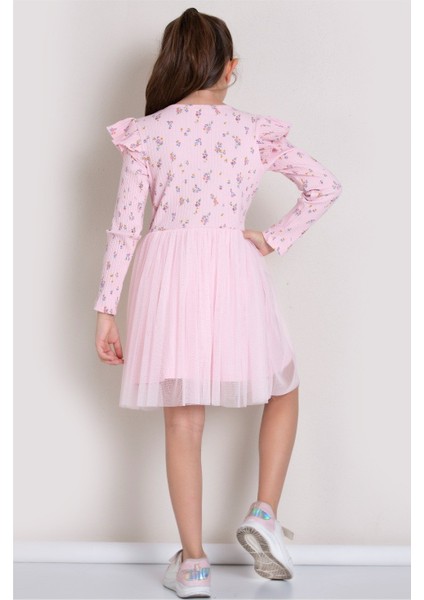 Kız Çocuk Bayramlık Çiçek Desenli Tül Elbise | Şık ve Rahat Tasarım ❤️✨ modelleri