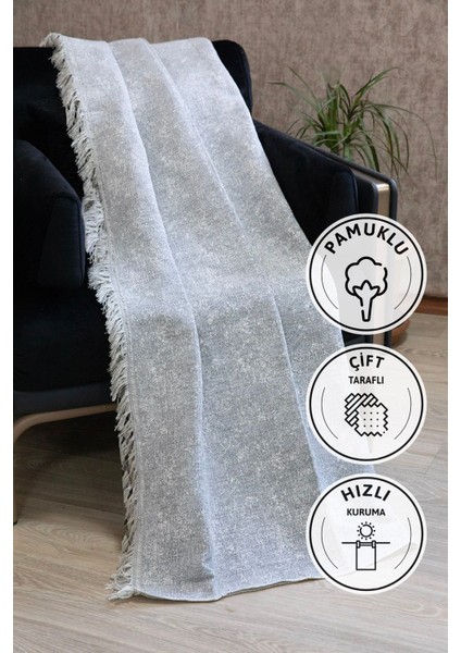 Merlin Pamuklu Saçaklı Koltuk - Çekyat Örtüsü 170X220 - Krem